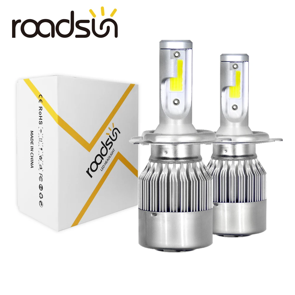 Roadsun автомобильный светильник s лампочки Светодиодный H7 H4 H11 H1 H3 H13 880 9004 9005 9006 9007 9003 HB1 HB2 HB3 HB4 H27 Авто головного средства ухода за кожей Шеи светильник s 12V светодиодный светильник