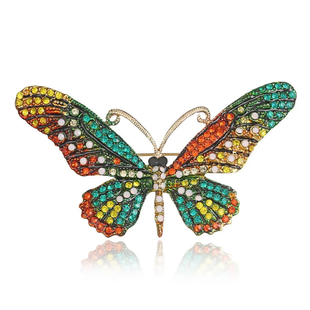 Minar new Colorful Cute Butterfly Brooch Mix Color Crystal Rhinestone Brooches for Women Lady Fashion Jewelry Boutonniere |