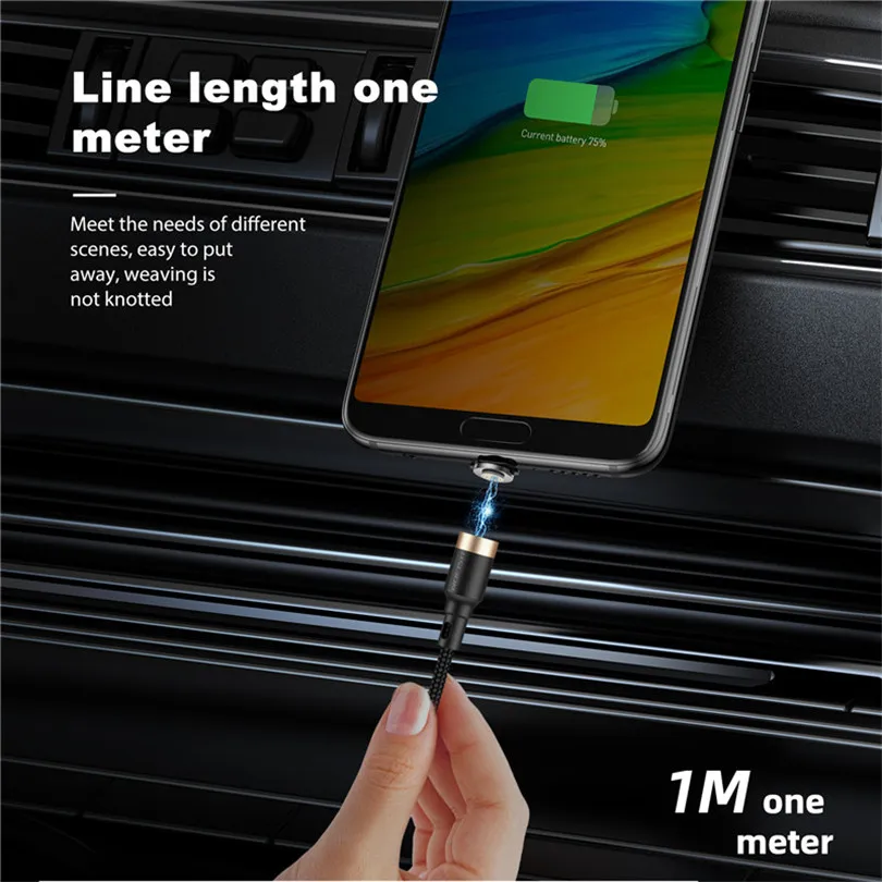 USLION светодиодный магнитный кабель Micro USB Type C QC3.0 3A Быстрая зарядка для iPhone XS 8 7 Huawei