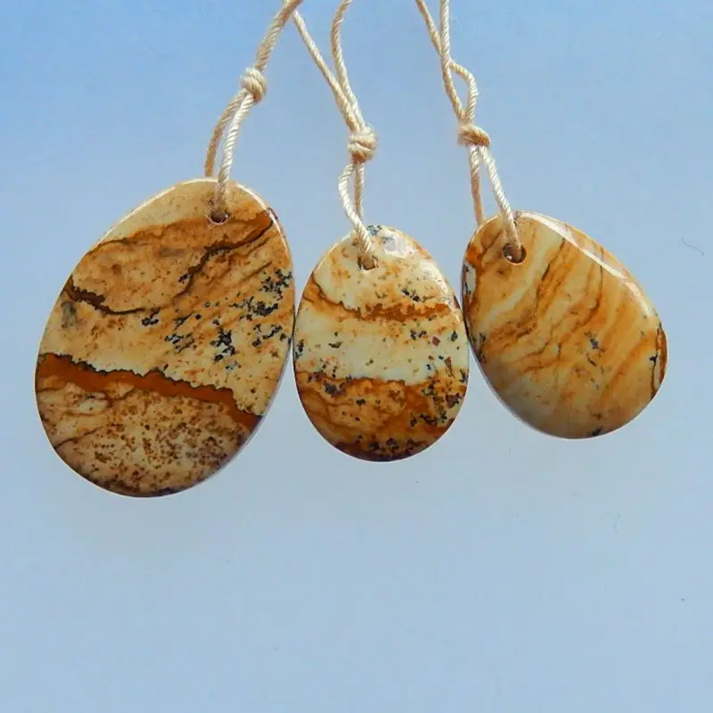 

Natural 3pcs Picture Jasper Fashion Jewelry Necklace,25x18x4mm,18x13x4mm,6.4g
