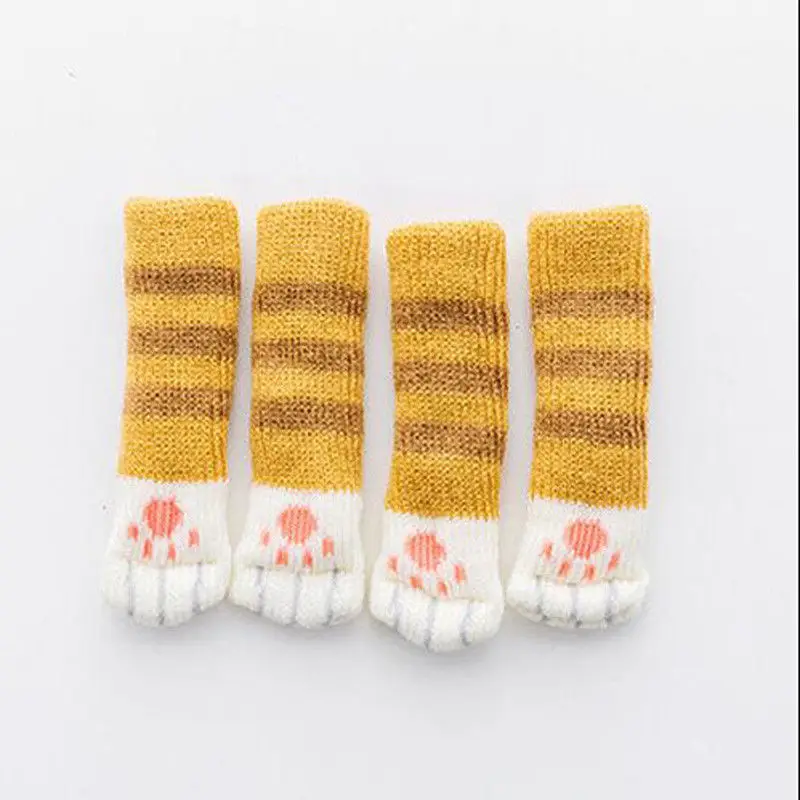 Напольный защитный чехол для мебели 4 шт./компл. вязаный на стул с милыми