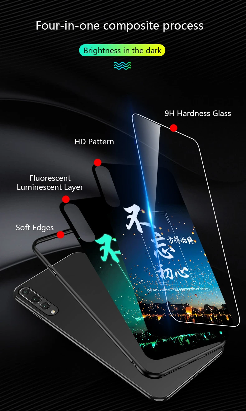 Светящийся чехол для телефона huawei Honor Play 7X8 8X Max 9 10 Lite для P20 P30 mate 10 20 Lite Pro P10 Nova 3 Чехлы с закаленным стеклом