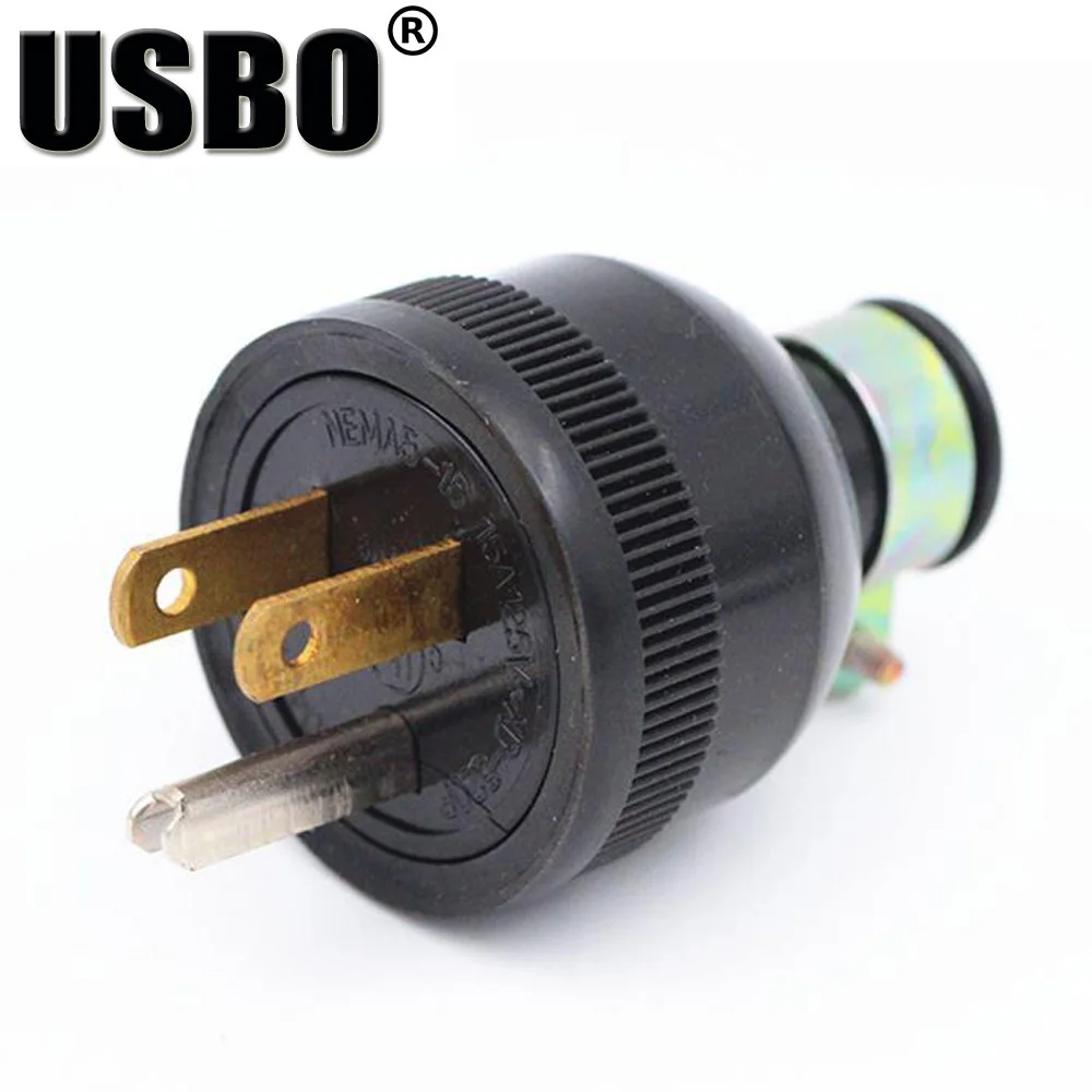 Черная американская вилка 15 А/125 В NEMA 5 15P 3 контактная промышленная Type B|industrial power
