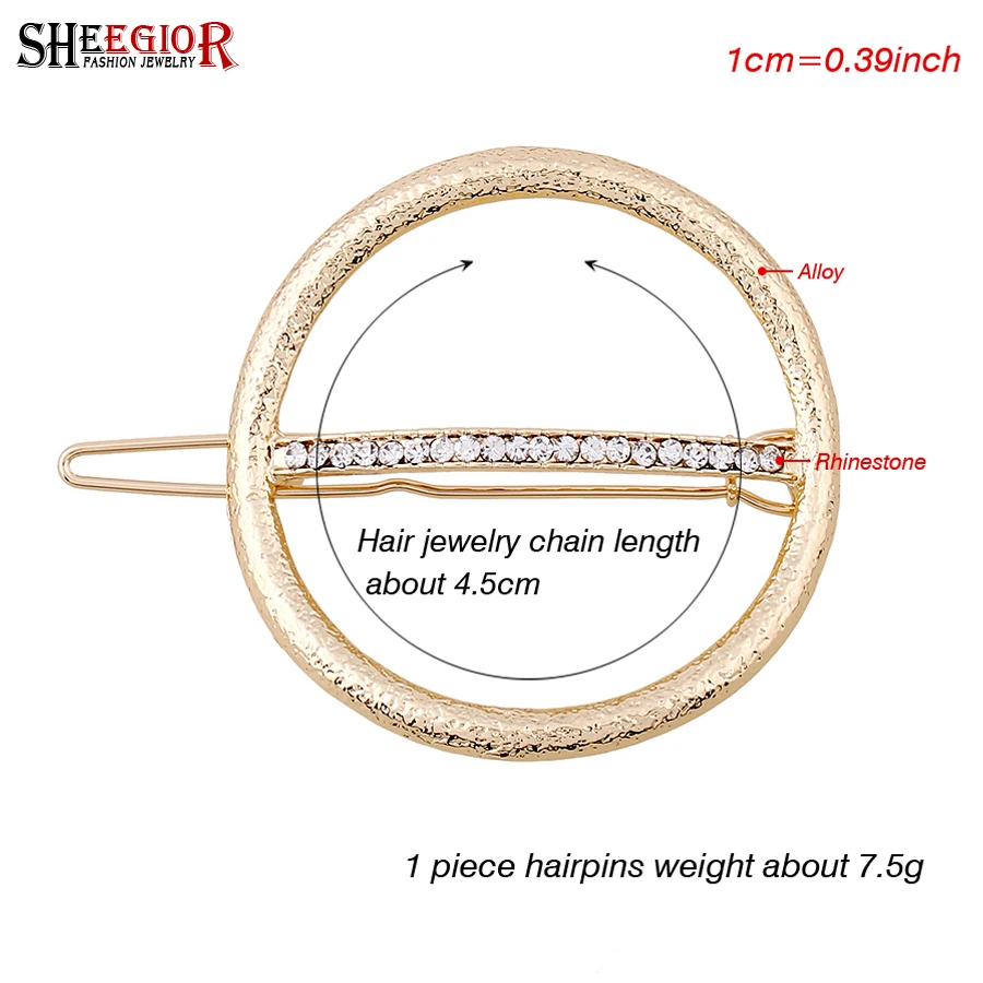 SHEEGIOR Classic Crystal Circular Hairgrips Hair Accessories for Women Gold Silver color Clip Rhinestone Party Jewelry | Украшения и
