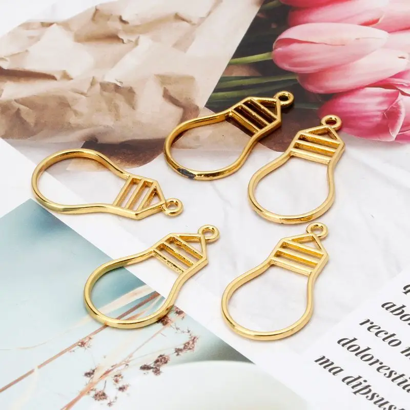 5 шт. Золотая лампочка из смолы пустая рамка Подвеска Установка в открытую рамку