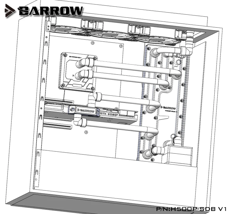 Акриловая плата Barrow в качестве Водного Канала используется для кулера Master H500P