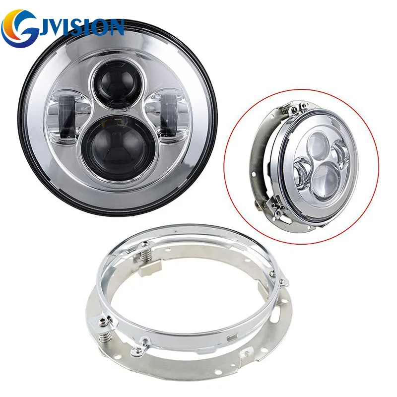 Хромированные аксессуары для мотоциклов 7 дюймовый светодиодный налобный фонарь