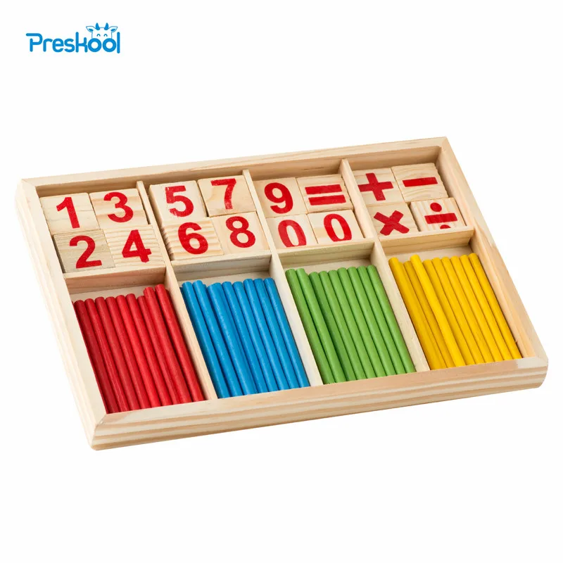 

Montessori Wooden Number Math Game Sticks Box Educational Toy Puzzle Teaching Aids Set Materials