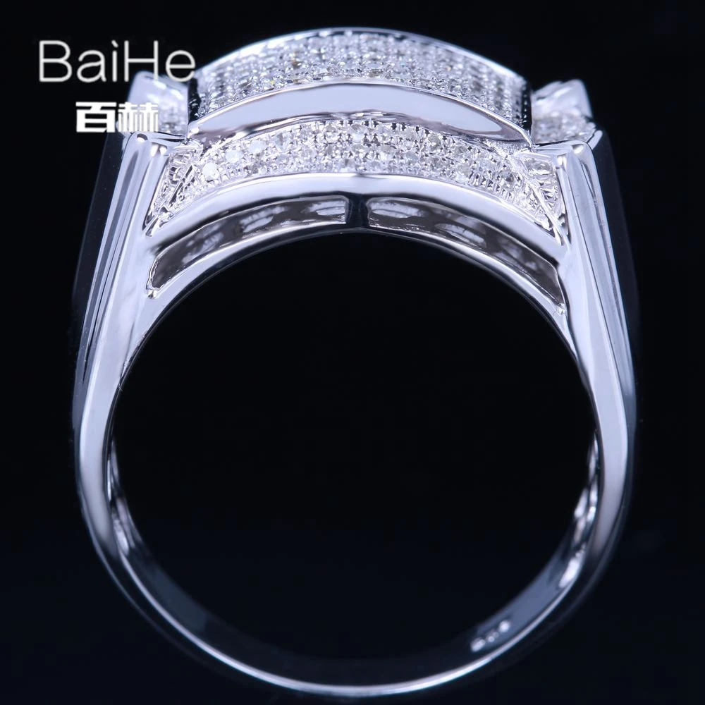 BAIHE Solid 14 K белое золото(AU585) 0.55CT сертифицированное H/SI круглое ограненное натуральными бриллиантами свадебное мужское повседневное/Спортивное кольцо