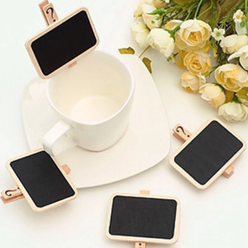 

6 pcs/lot Mini Cute Kawaii Wooden Blackboard Chalkboards Clips Holder for Paper Decoration Photo Student 655