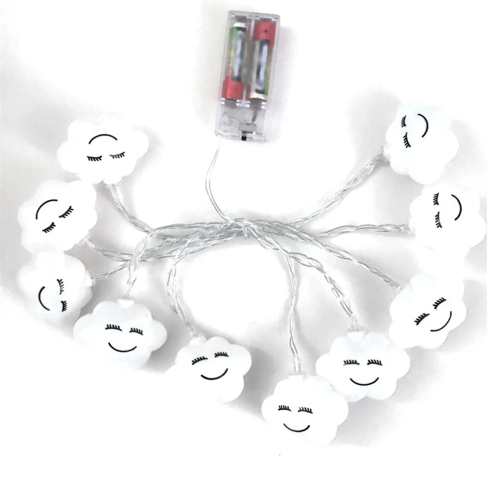 Decoration 2M 10 Leds LED Smile Cloud String Lights Battery Powered Indoor Ambient Lighting For Garden Party Wedding | Освещение