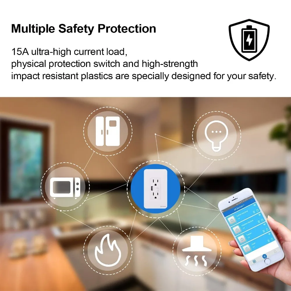 Умная настенная розетка с Wi Fi и usb портом для зарядки|Умные розетки| |