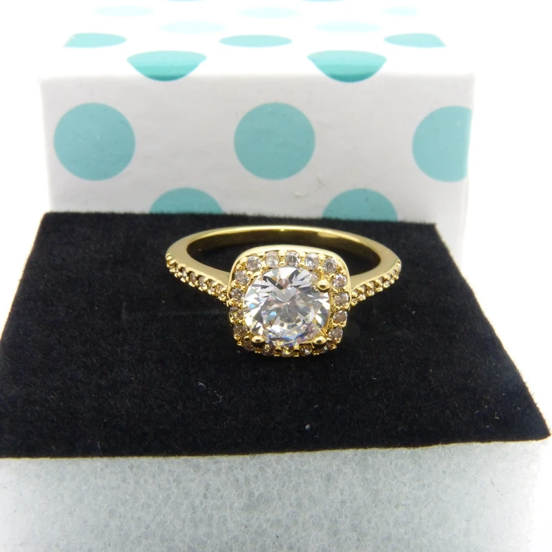 

Classic Round Cut 1.0ct Wedding Yellow Gold Filled Engagement Womens Ring Halo Jewelry Size 8