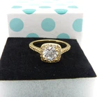 Классическое обручальное кольцо с круглым вырезом 1,0 карата, свадебное, позолоченное, Женское кольцо, ювелирные изделия Halo, Размер 8