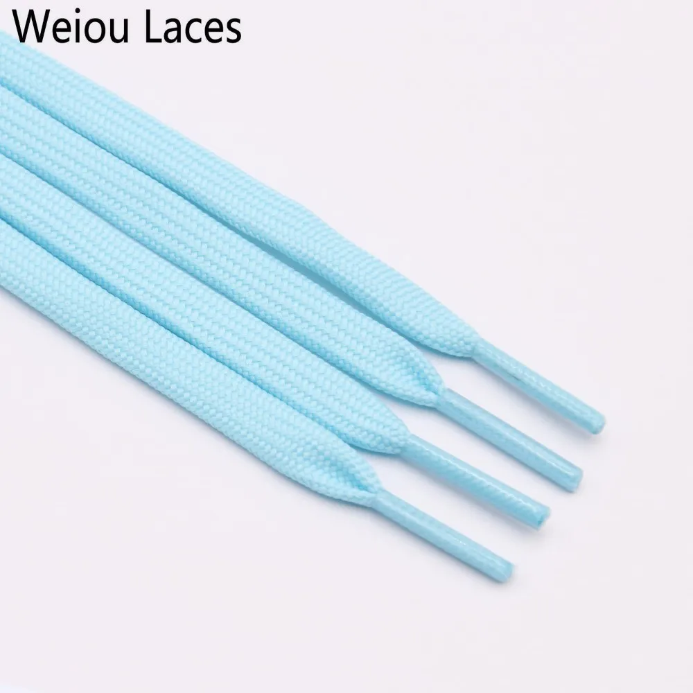 3021 Light blue Weiou Новые 7 мм 34 однотонные шнурки пара классических полых двойных плоских шнурков тканые шнурки Спортивные Повседневные шнурки - Цвет: 3021 Light blue
