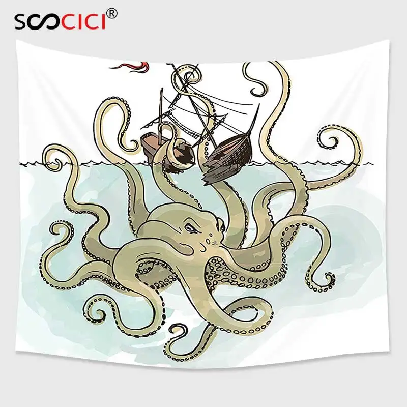 Настенный Гобелен Cutom декор Kraken осьминог затонувший пиратские корабли Греческий