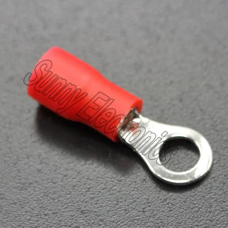 

50PCS #10 Car Ground Wire Ring Terminals Vinyl red Connectors 22-18AWG