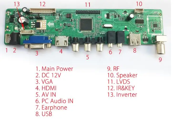 Online V56 Universal LED TV Controller Driver Board Support VGA HDMI PC AV Audio USB Spielen Multi Media LVDS LCD Panel V56 Steuerkarte
