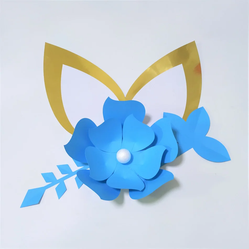 Cardstock набор оранжевых легких бумажных цветов сделай сам с ушками и листьями для