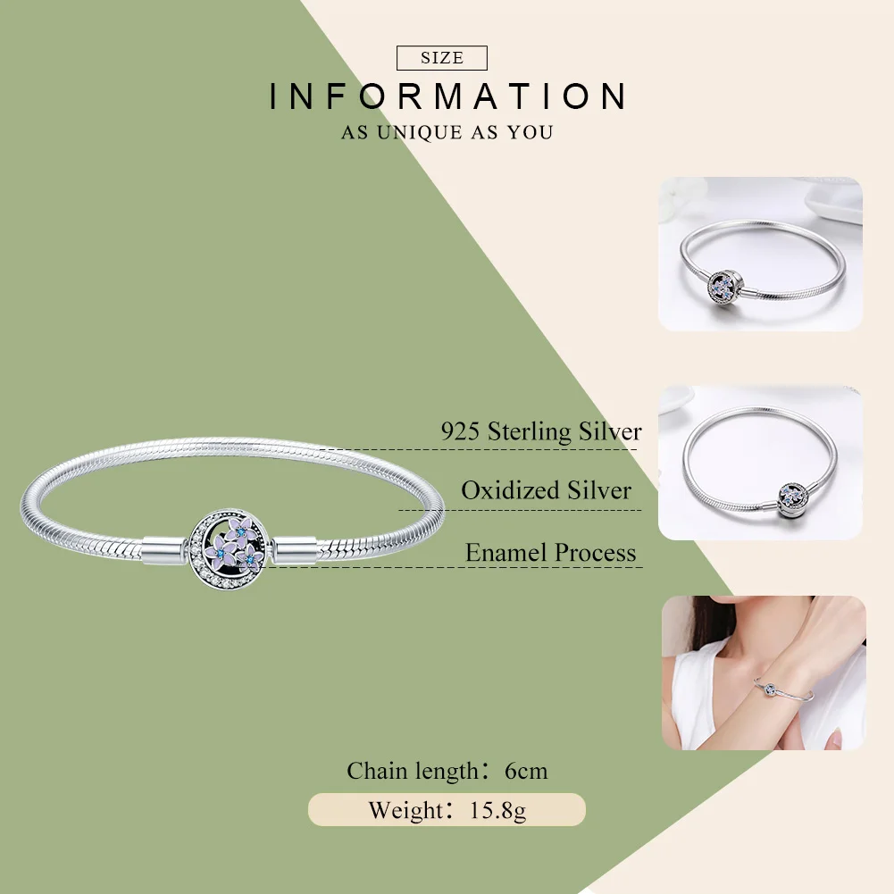 MissDu 100% 925 пробы серебро весенний цветок и световой Луна застегивающийся