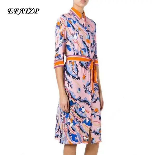 Женское платье с геометрическим принтом XXL модное дизайнерское рукавами 3/4 и