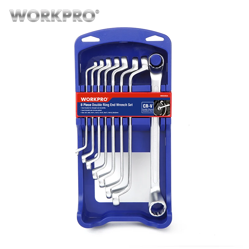 Набор гаечных ключей WORKPRO, 8 шт., универсальный ключ, трещотка, гаечный ключ, двойной торцевой гаечный ключ, Смещенный кольцевой гаечный ключ, 6 мм до 22 мм