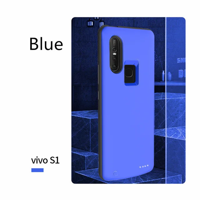 Синий Zkfys 6500 мАч быстрой зарядки Мощность банк Крышка для Vivo S1 Высокое качество ультра тонкий Быстрый Зарядное устройство Батарея крышка - Цвет: Синий