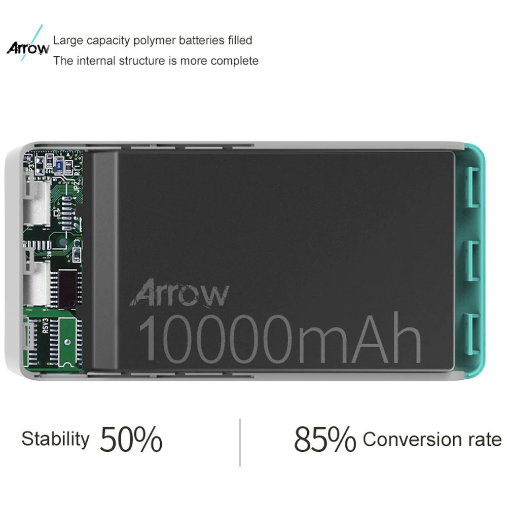 ROMOSS Arrow10 power Bank 10000 мАч портативный 2.1A литий полимерный аккумулятор с быстрой