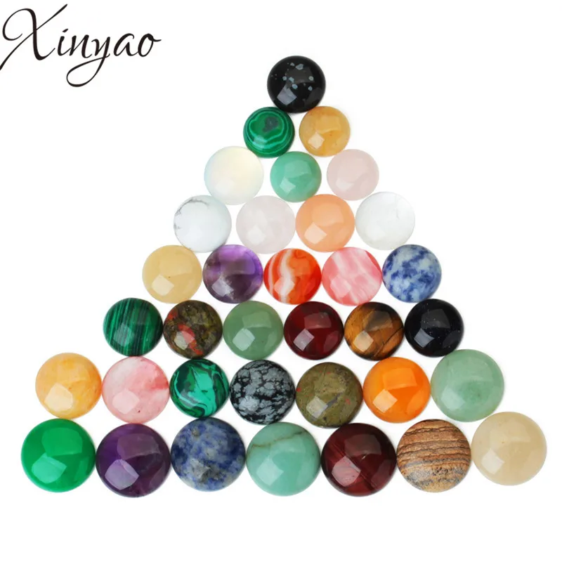 10 шт./лот стеклянный круглый кабошон из натурального камня для сережек 10/12/14/20/25 мм