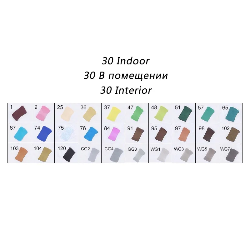 TOUCHFIVE 30/40/60/80 Цвет художественный маркер на спиртовой основе эскиз маркеры кисточки ручка для рисования манга товары для рукоделия - Цвет: 30 indoor