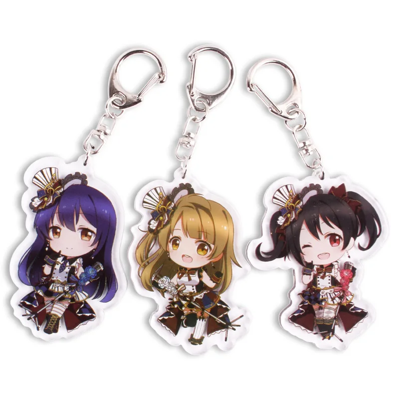 Anime Lovelive Schoolidolproject Keychain Japanese Cartoon Love Live Figure Acrylic Car Key Holder Chain Pendants Keyrings | Украшения и