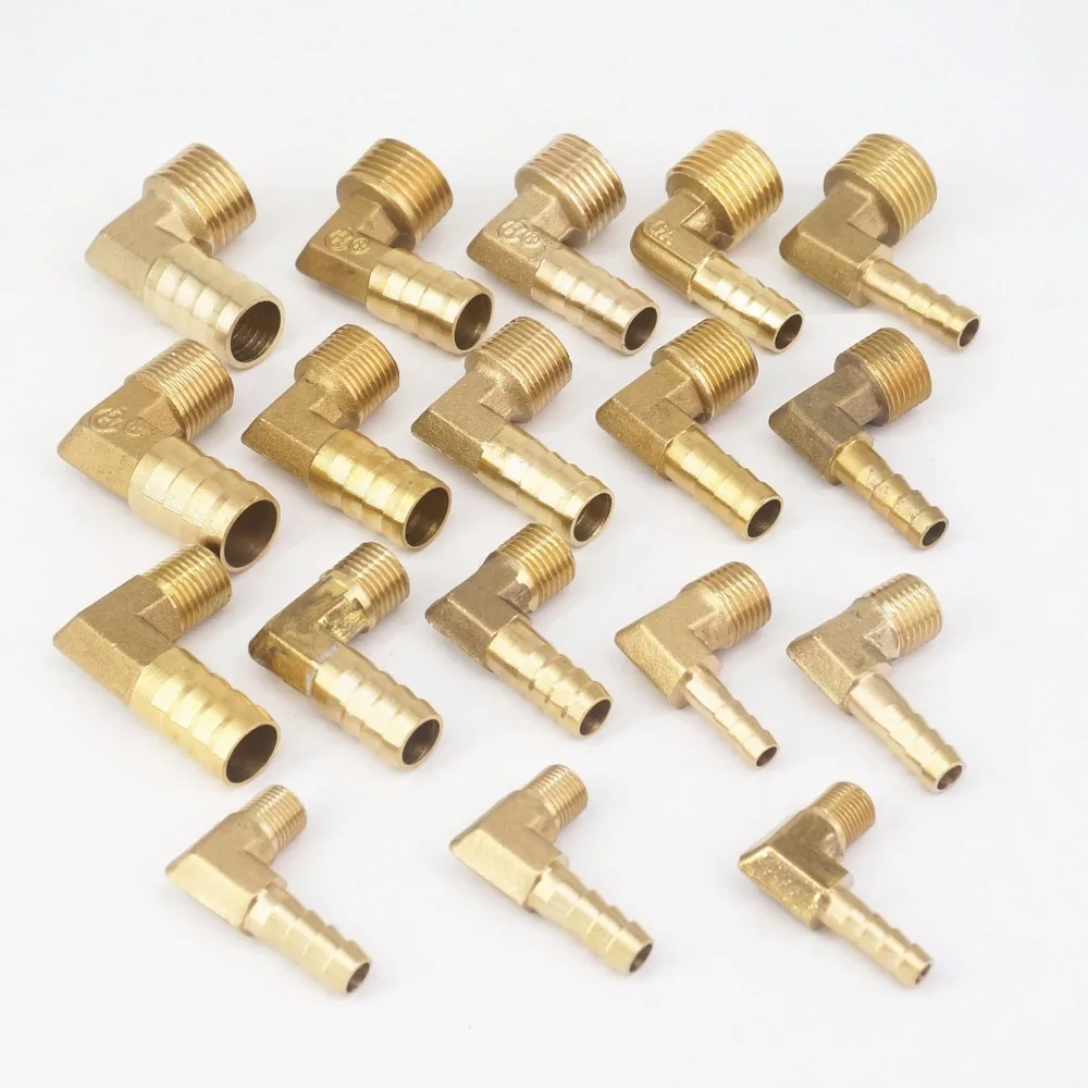 Шланг Барб I/D 6 мм 8 10 12 14 16 x 1/8 &quot1/4&quot 3/8 &quot1/2&quot BSP мужской локоть латунный
