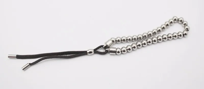 Регулируемый бусина из нержавеющей стали Черная веревка маленький серебристый