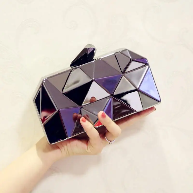Серебристые мешочки золотая коробка клатч женские металлические клатчи
