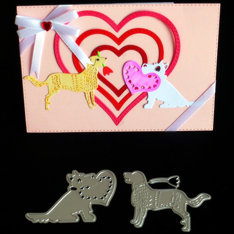 SCD1109 Love Dog металлические режущие штампы для трафареты скрапбукинга карточки