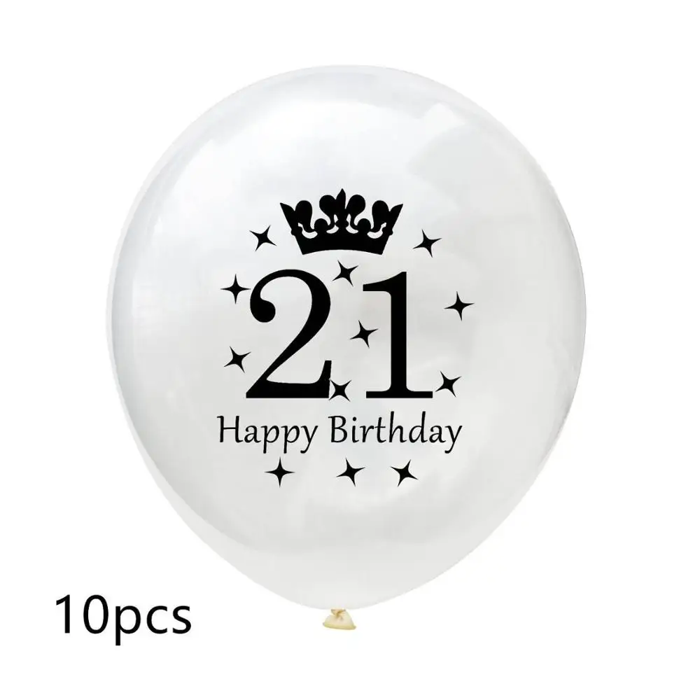 10pcs 10 шт 12 дюймов прозрачные блесток баллоны 16/18/21/30/40/50/60/70/80/90 лет конфетти воздушные шары для дня рождения вечерние украшения - Цвет: 10pcs