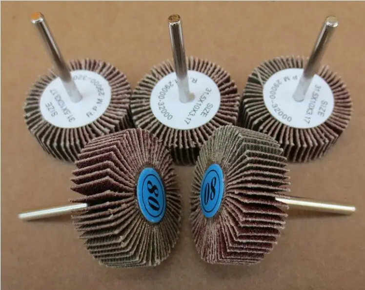

Free shipping of 5pcs/set 80# grit 60*6MM mini flap discs wheels with handle for angel grinder steel metal polishing sanding
