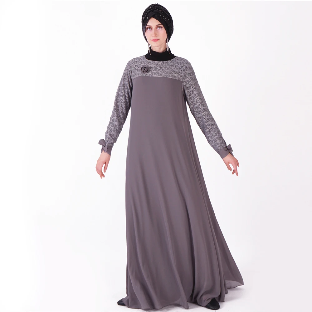Весенняя модная шифоновая абайя Рамадан мусульманское длинное платье с нашивками арабские Длинные Кафтан молитвенные халаты одежда Дубай