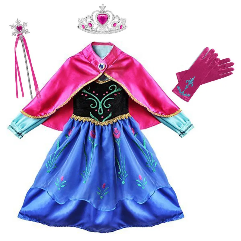 Dress Set-2 Вечерние костюмы принцессы Анны; Карнавальный костюм для девочек; детская одежда для карнавала; нарядное платье Снежной Королевы на Хэллоуин, день рождения - Цвет: Dress Set-2