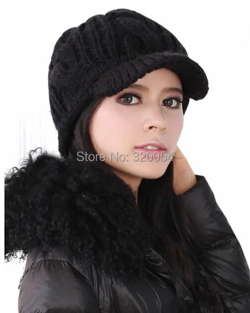 

Free shipping,1pcs,Korean version of women's knitted caps,winter warm hats,pure color stripe,beige black coffee