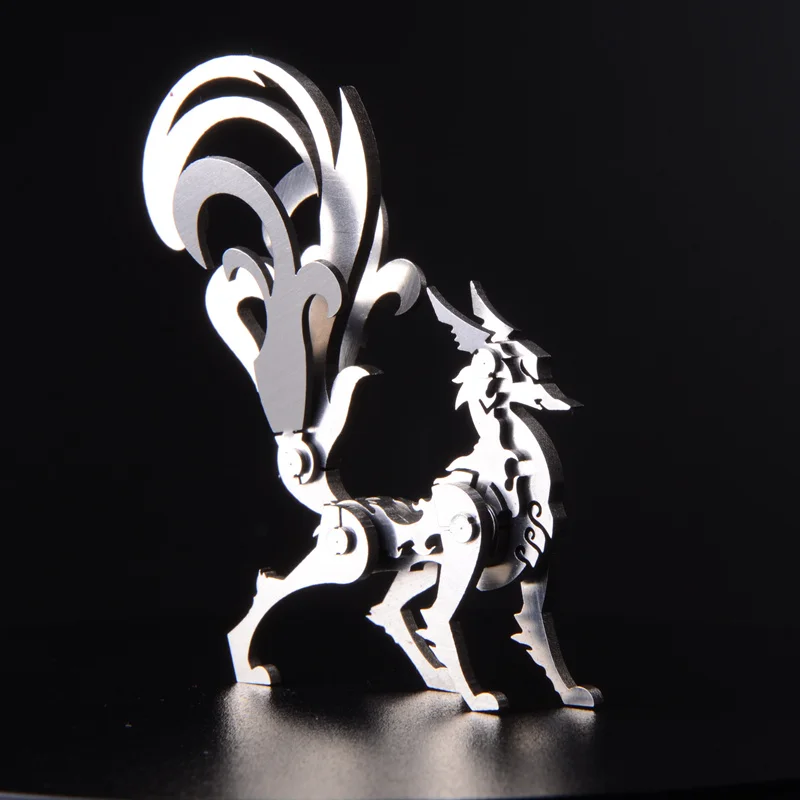 

Съемная металлическая 3D модель 9 хвостов лиса, Высококачественная Сборная модель, серебряная модель «сделай сам», строительные комплекты, д...