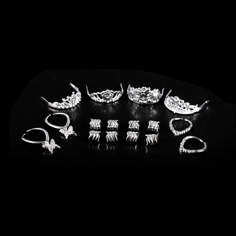 8 шт./упак. 2 корона + ожерелья 4 браслета изящная Серебристая для девочек с