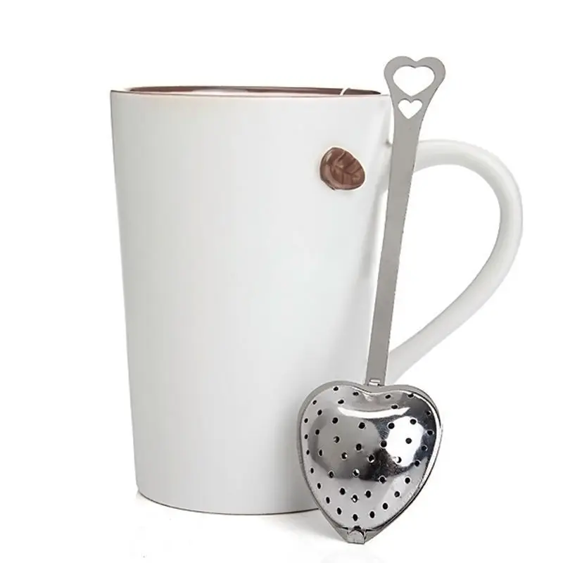 

1Pcs Tea Strainer Tool Heart Shape Stainless Steel Tea Infuser Spoon Strainer Steeper Handle Shower Infuser Spoon