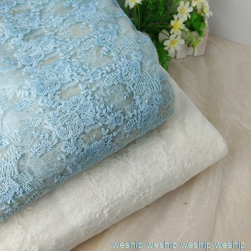 3 ярдов белая роза полые Чистая Пряжа Ткань Вышивка Кружева сетка ткань свадебное