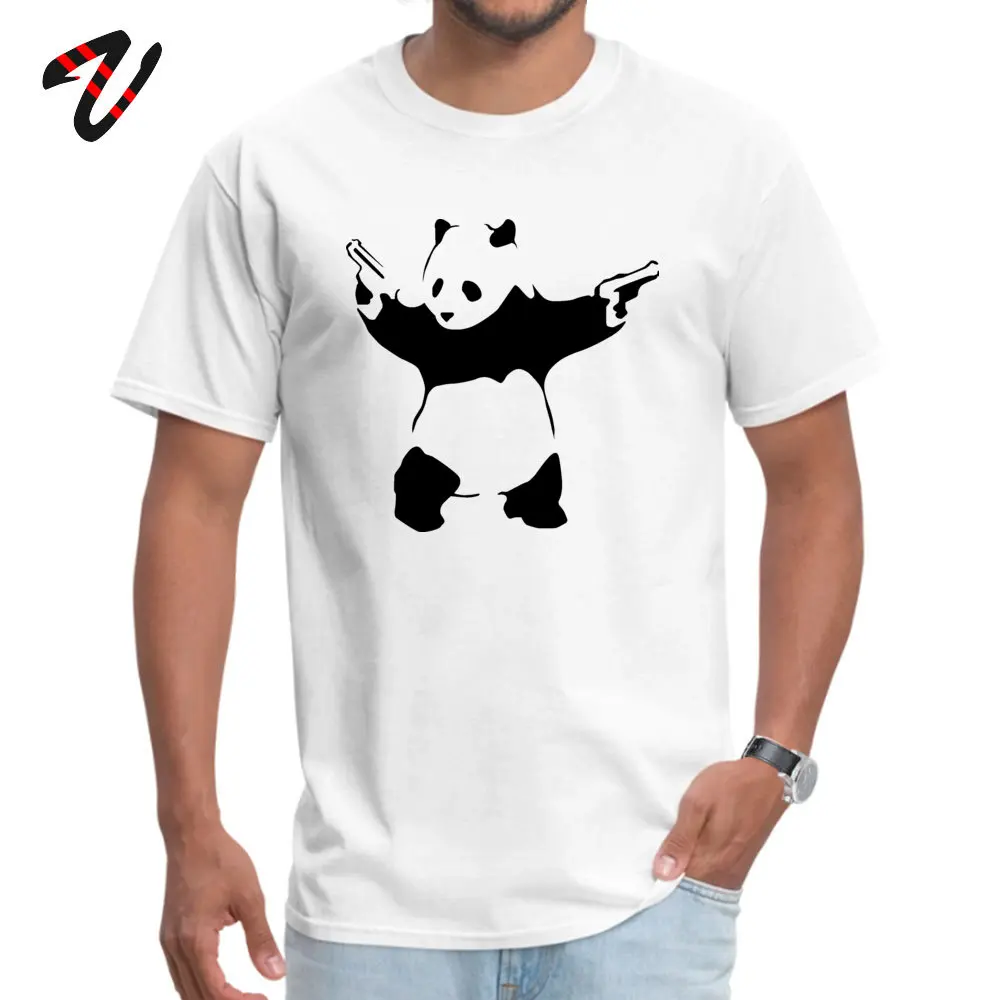 Пистолет футболка с принтом в виде панды для мужчин черный Белый Цвет Футболка