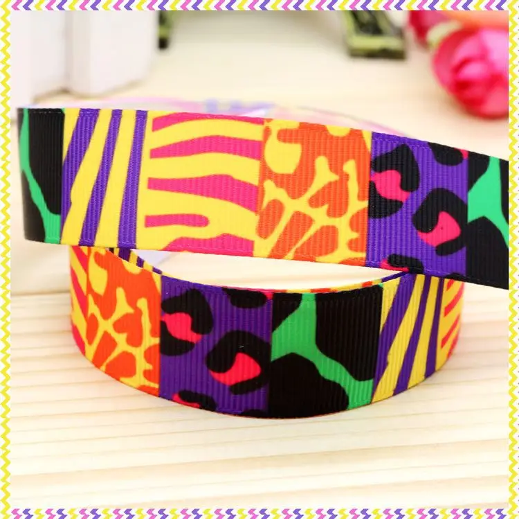 

7/8inch Free Shipping Leopard Printed Grosgrain Ribbon Material Headwear Party Decoration Diy Wholesale OEM 22mm P4290