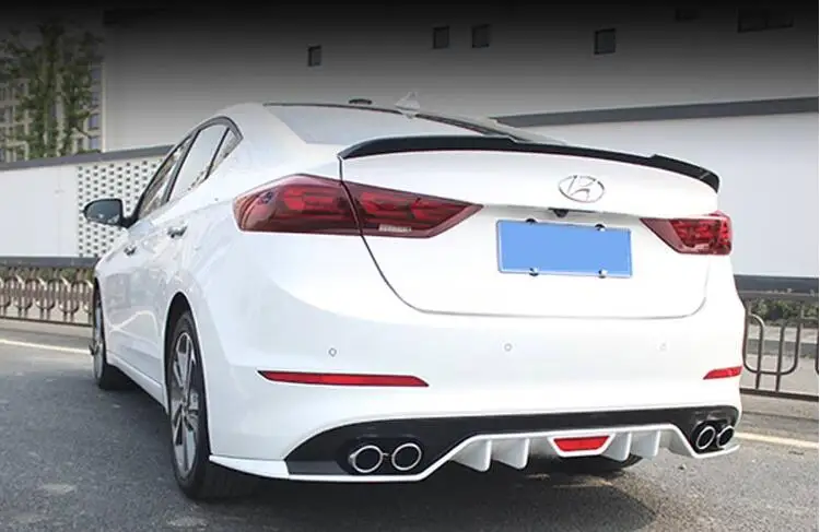 Для hyundai Elantra ABS задний бампер Защита выхлопного отверстия для- Elantra корпус набор бампер задняя Передняя Лопата задний спойлер
