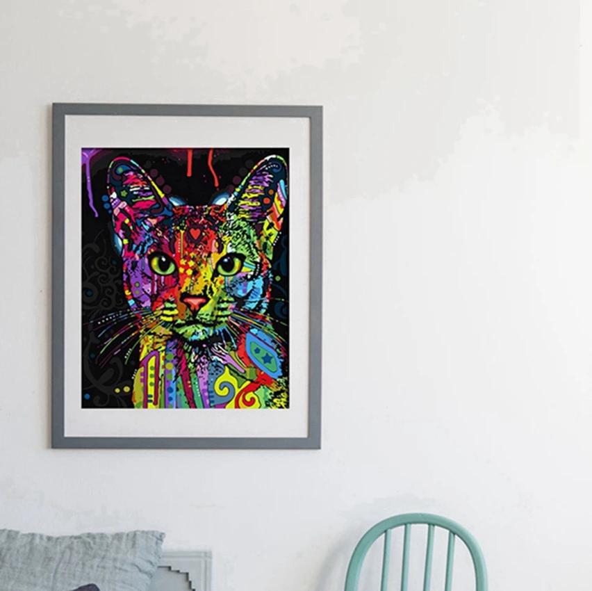 Новые бескаркасные абстрактные красочные кошки животные живопись по номерам