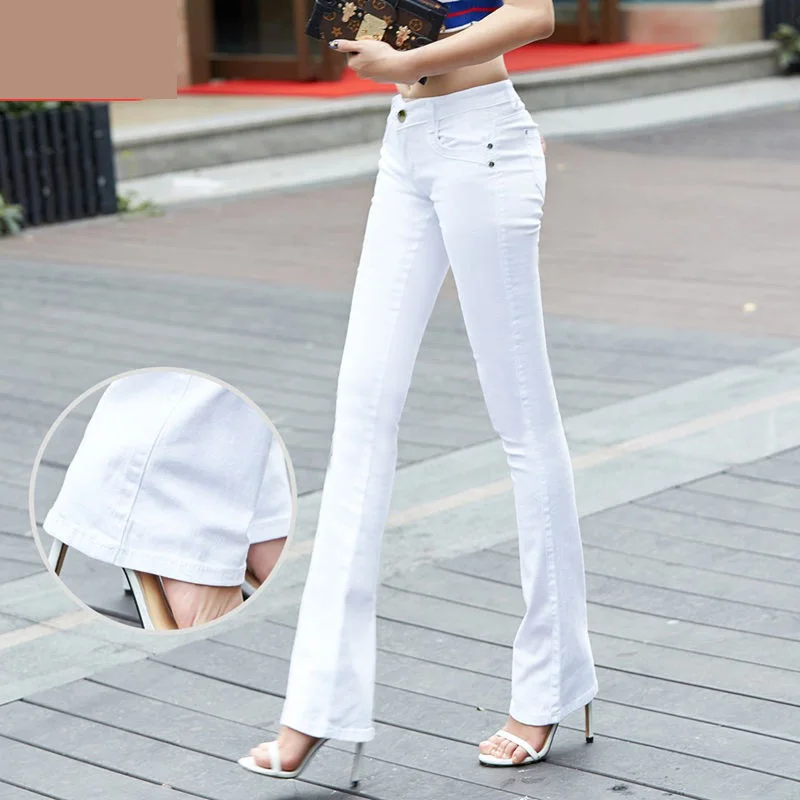 Mom's plus size flare jeans woman street fashion Stretch vintage pants sexy low rise bell bottom jeans slim denim Trousers