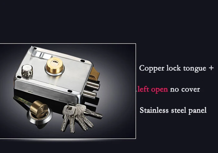 Copper no cover left Наружные железные дверные замки, защита от кражи, несколько страховых замков, деревянные ворота, замок для мебельной фурнитуры - Цвет: Copper no cover left